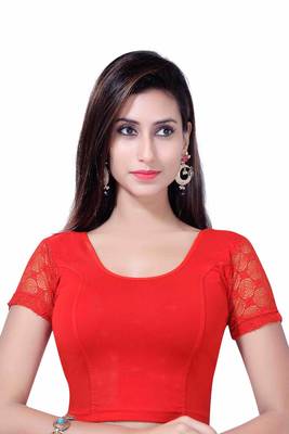 Gargi Short Sleeve  Stretchable Blouse In Fancy Net Styling on Sleeve and Back 1