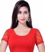Gargi Short Sleeve  Stretchable Blouse In Fancy Net Styling on Sleeve and Back