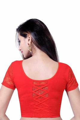Gargi Short Sleeve  Stretchable Blouse In Fancy Net Styling on Sleeve and Back 2