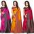 Multicolor printed art silk Combo saree with blouse Pack Of - 3
