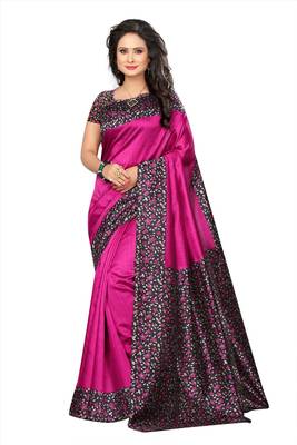 Multicolor printed art silk Combo saree with blouse Pack Of - 3 2