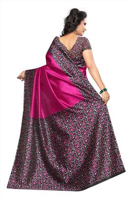 Multicolor printed art silk Combo saree with blouse Pack Of - 3 3