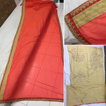 Pink embroidered georgette  saree with blouse 3