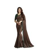 Dark Brown Plain Silk Saree With Blouse