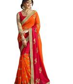 Multicolor embroidered georgette saree with blouse
