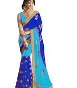 Multicolor embroidered georgette saree with blouse