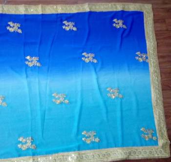 Multicolor embroidered georgette saree with blouse 3