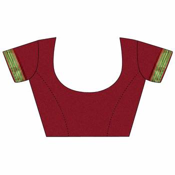 Red woven cotton silk saree with blouse 5