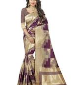Wine printed art silk saree with blouse