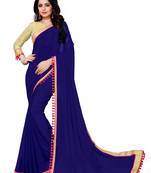 Blue woven georgette saree with blouse