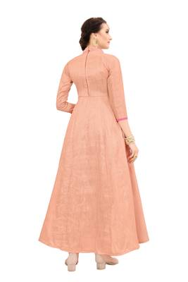 Peach Embroidered Art Silk Ethnic-Kurtis 2
