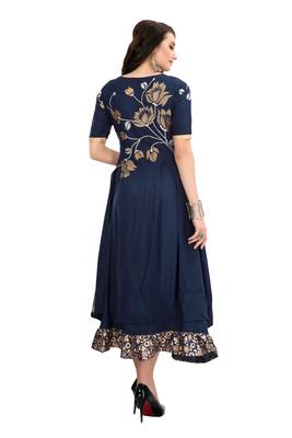 Blue Embroidered Silk Ethnic-Kurtis 2