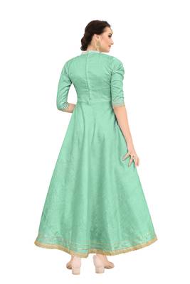 Green Embroidered Silk Ethnic-Kurtis 2