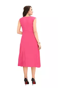 Pink Embroidered Georgette Ethnic-Kurtis