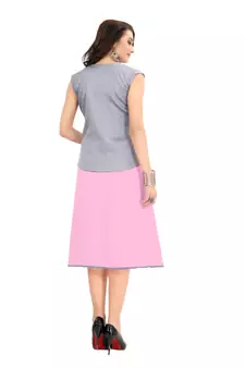 Pink Embroidered Georgette Ethnic-Kurtis