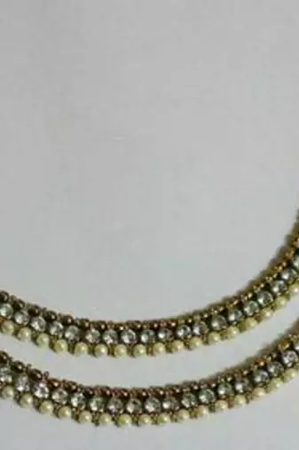 Pearl Anklets with Golden Beads