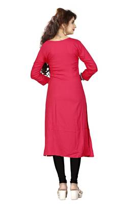 Red plain rayon kurti 2