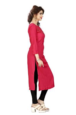 Red plain rayon kurti 3