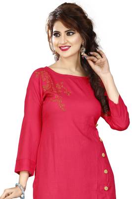 Red plain rayon kurti 4