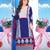 Blue Pink embroidered cotton-silk semi-stitched salwar with dupatta