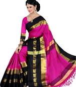Multicolor plain cotton silk saree with blouse