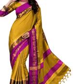 Multicolor plain cotton silk saree with blouse