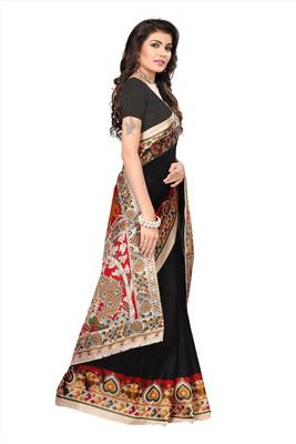 Multicolor printed khadi saree with blouse 3