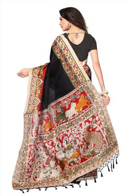 Multicolor printed khadi saree with blouse 4