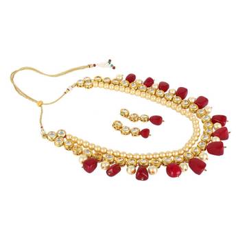 Wedding Kundan Pearl Beads Necklace set for Women Party Wear 1