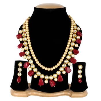 Wedding Kundan Pearl Beads Necklace set for Women Party Wear 2