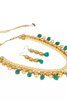 Wedding Kundan Pearl Beads Necklace set for Women Party Wear