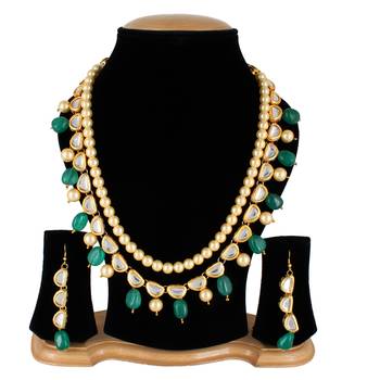 Wedding Kundan Pearl Beads Necklace set for Women Party Wear 2