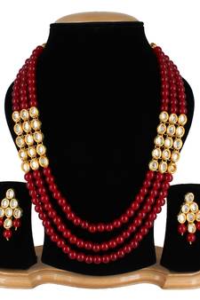 Wedding Kundan Pearl Beads Necklace set for Women Party Wear