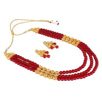Wedding Kundan Pearl Beads Necklace set for Women Party Wear 2