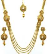 Gold Plated Layered Necklace Set with Earrings & Maang Tika