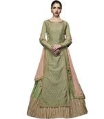 Lime embroidered georgette Anarkali Suit