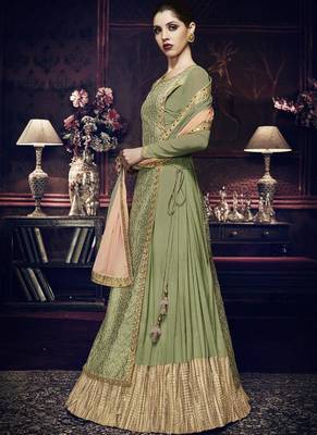 Lime embroidered georgette Anarkali Suit 3