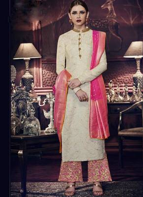 White embroidered tussar silk salwar with dupatta 2