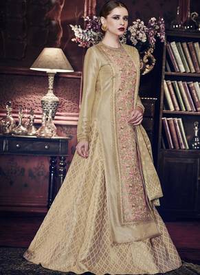 Beige Embroidered Tussar Silk Salwar With Dupatta 3