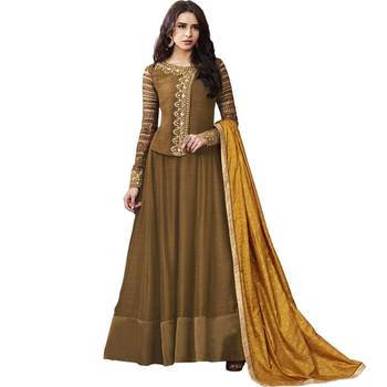 Mehendi Embroidered Dupion Salwar With Dupatta 1