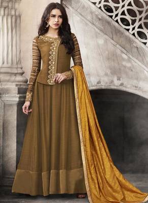 Mehendi Embroidered Dupion Salwar With Dupatta 2