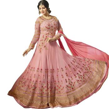 Baby-Pink Embroidered Georgette Anarkali Suit 1