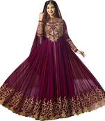 Violet Embroidered Georgette Anarkali Suit