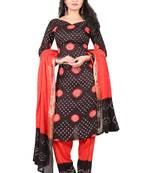 dark-brown Colour Satin Cotton Salwar Suit Dupatta Bandhani Dress Material