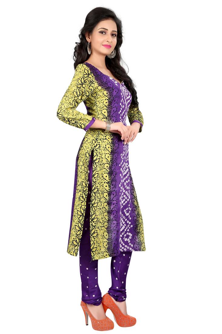 lightlime Colour Satin Cotton Salwar Suit Dupatta Bandhani Dress