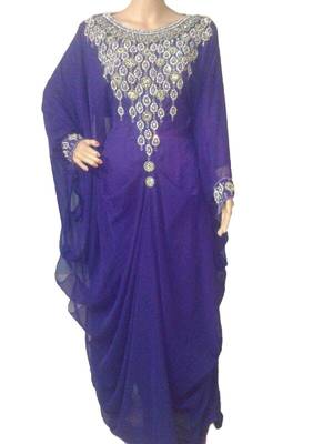 Purple georgette zari work stones and beads embellished islamic style arabian look party wear farasha 1