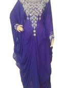 Purple georgette zari work stones and beads embellished islamic style arabian look party wear farasha