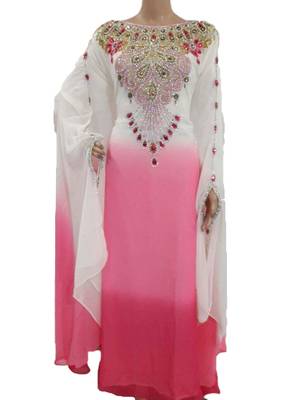 Multicolor georgette zari work stones and beads embellished islamic style arabian look party wear farasha