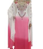 Multicolor georgette zari work stones and beads embellished islamic style arabian look party wear farasha