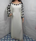 White georgette zari work stones and beads embellished islamic style arabian look party wear farasha